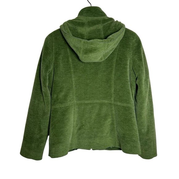 LL Bean Women’s Small Wool Blend Sage Green Hooded Zip Coat Jacket Lined Retro - Picture 5 of 11